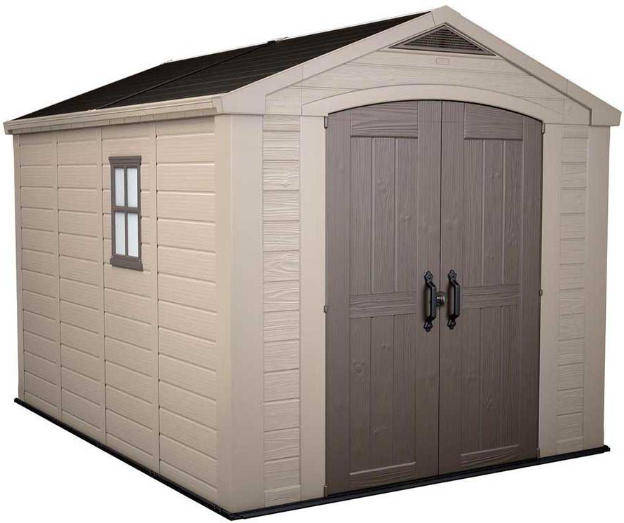 Сарай (хозблок) пластиковый Keter FACTOR 8x11 габариты 331,5 х 256,5 см с двускатной крышей для дачи или загородного дома