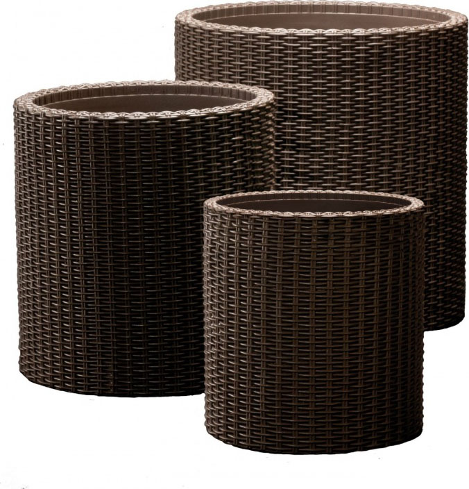 Набор кашпо Keter S+M+L CYLINDER PLANTERS 3 шт из пластика 7 / 18 / 39 л