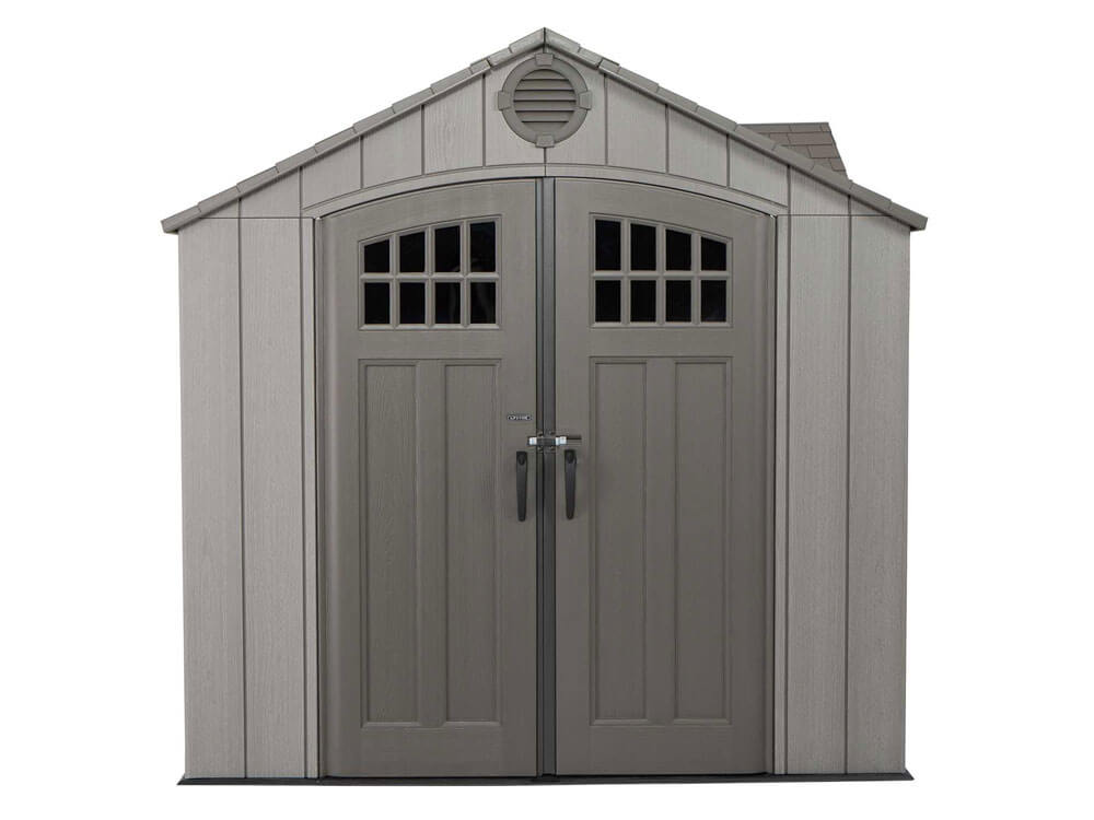 Сарай (хозблок) пластиковый WOODLOOK 15x8 60318 с двускатной крышей для дачи или загородного дома