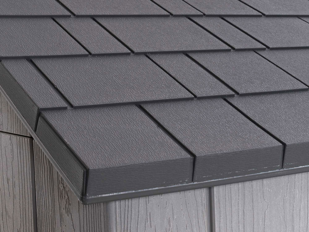 Сарай (хозблок) пластиковый WOODLOOK 10x8 60334 габариты 238 х 299 см с двускатной крышей для дачи или загородного дома