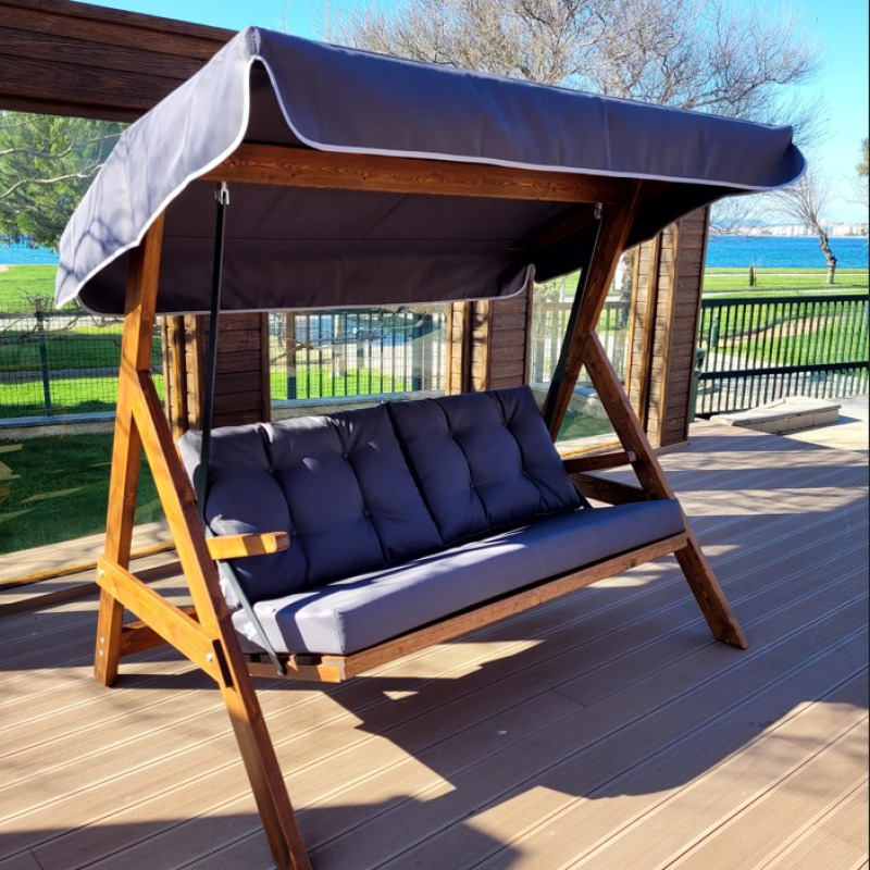 Деревянные садовые качели Aida Swings PARIS 2000 CUSHION & CANOPY