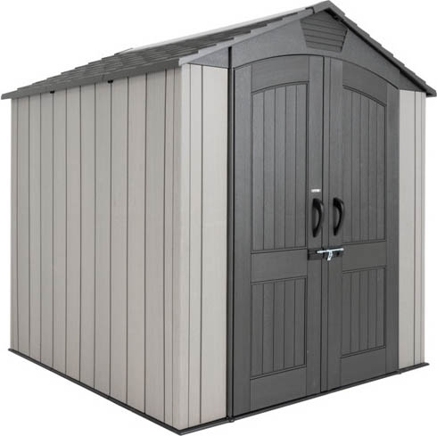 Сарай (хозблок) пластиковый Life Time WoodLook 7x7 60363 габариты 213,6 х 214,6 см с двускатной крышей для дачи или загородного дома
