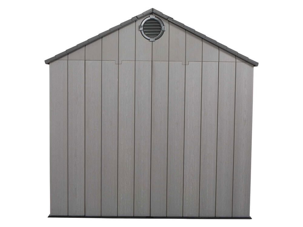 Пластиковый сарай (хозблок) WOODLOOK 8x7,5 60299 габариты 223,6 х 238,7 см с двускатной крышей для дачи или загородного дома