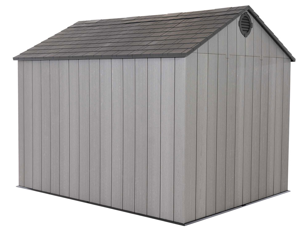 Сарай (хозблок) пластиковый WOODLOOK 10x8 60334 габариты 238 х 299 см с двускатной крышей для дачи или загородного дома
